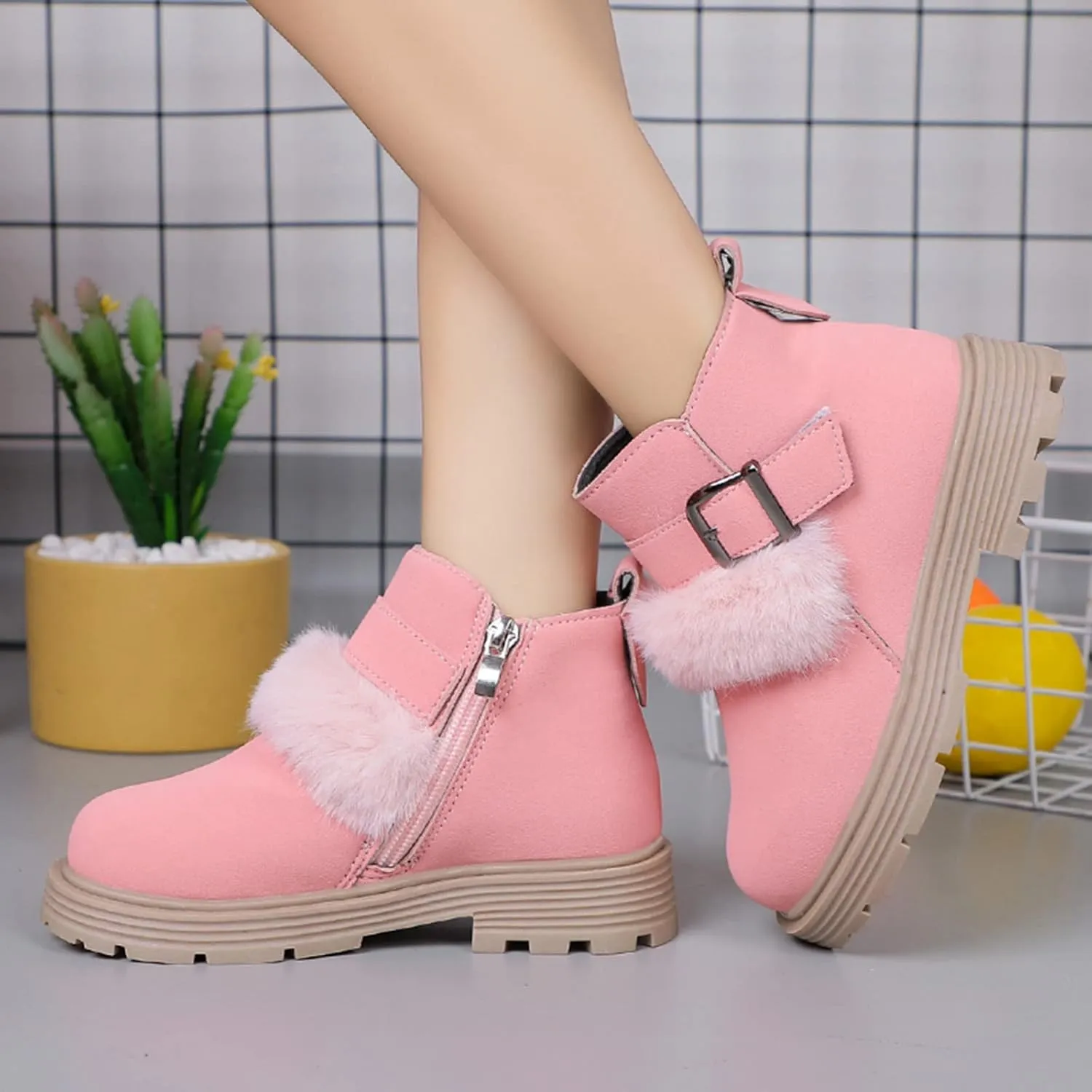 Baby Girls Zip Side Ankle Boots Low Heel Riding Little Girls Riding Boots Non Slip Breathable Shoes Toddler Boots