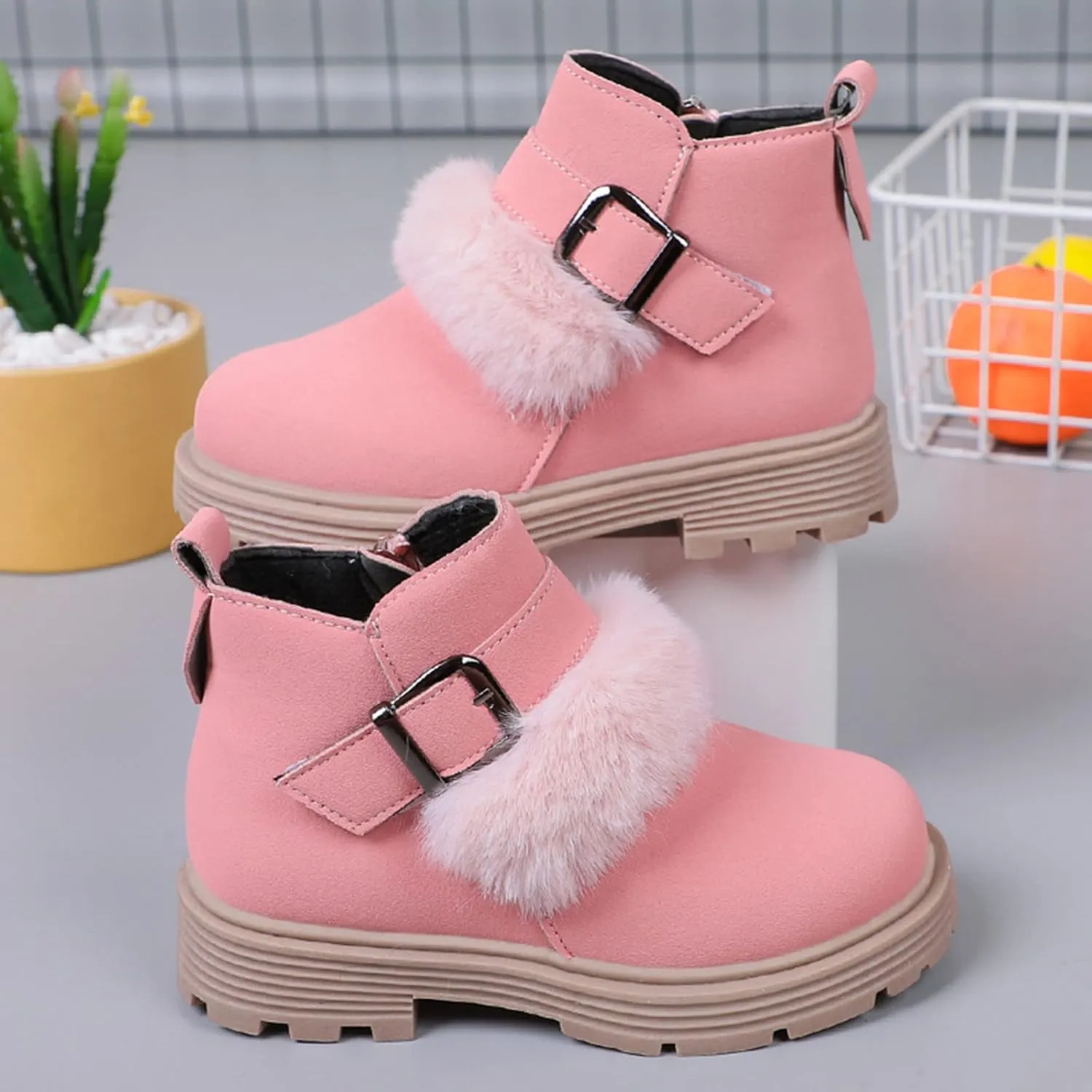 Baby Girls Zip Side Ankle Boots Low Heel Riding Little Girls Riding Boots Non Slip Breathable Shoes Toddler Boots