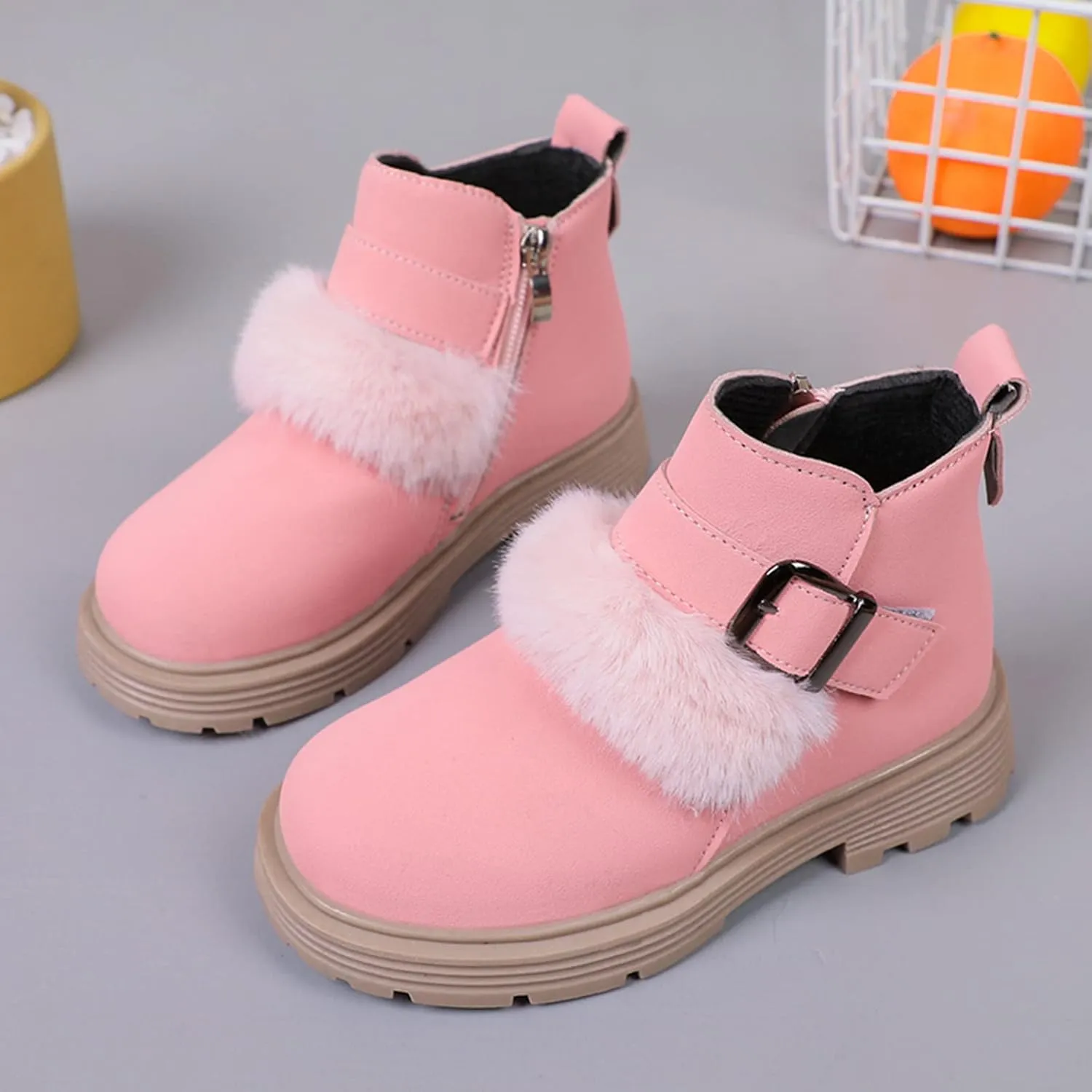 Baby Girls Zip Side Ankle Boots Low Heel Riding Little Girls Riding Boots Non Slip Breathable Shoes Toddler Boots