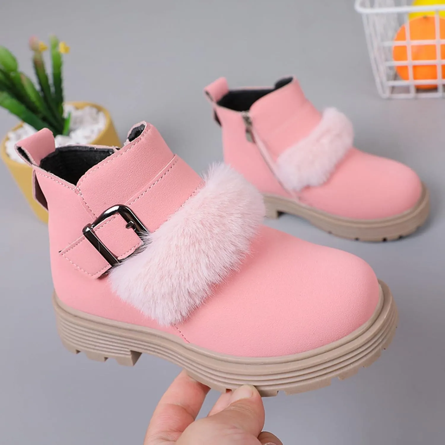 Baby Girls Zip Side Ankle Boots Low Heel Riding Little Girls Riding Boots Non Slip Breathable Shoes Toddler Boots