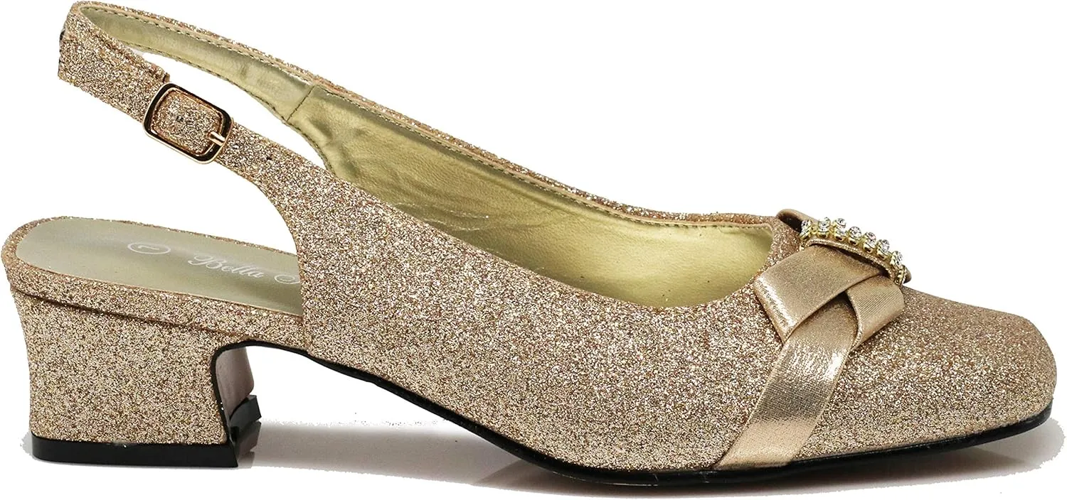 Enzo Romeo Antica02 Women's Wide Width Sling Back Low Heeled Pumps Sandals Shoes
