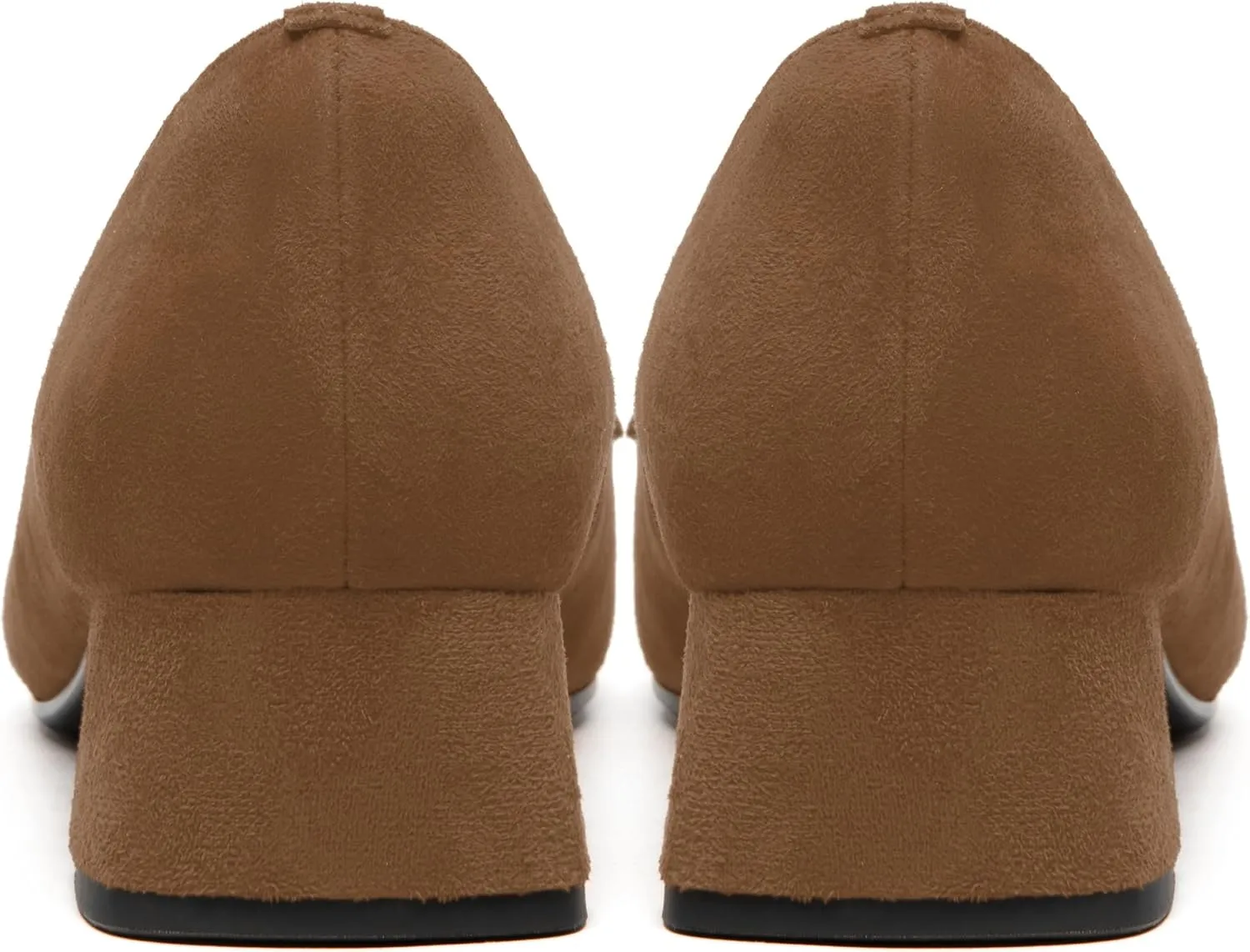 FEMSTEP Womens Slip On Work Casual Suede Leather Square Toe Chunky Low Heel Loafers Shoes 1.5 Inch