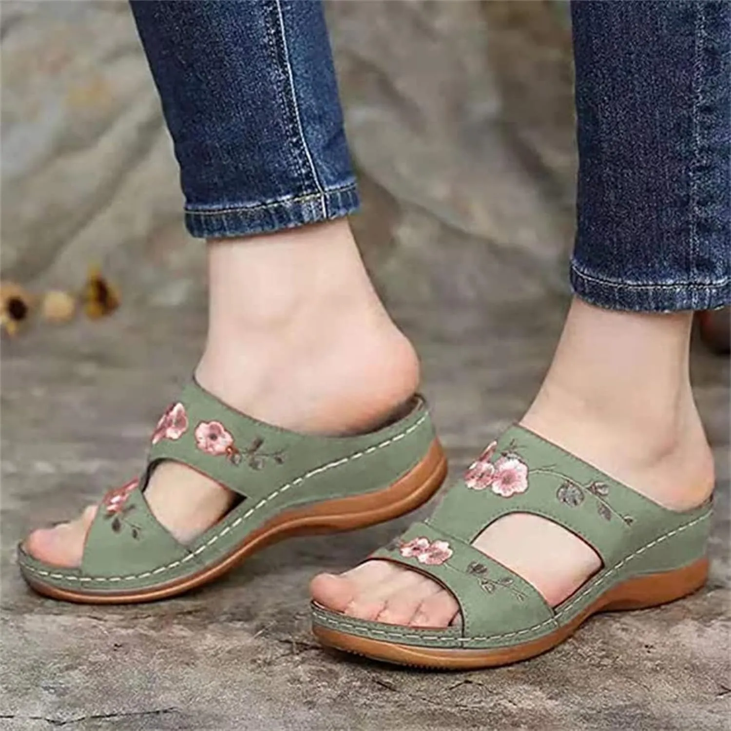 Lausiuoe Orthopedic Sandals For Women Plantar Fasciitis Arch Heel Support Orthotic Flips Flops Comfortable Walking Slides