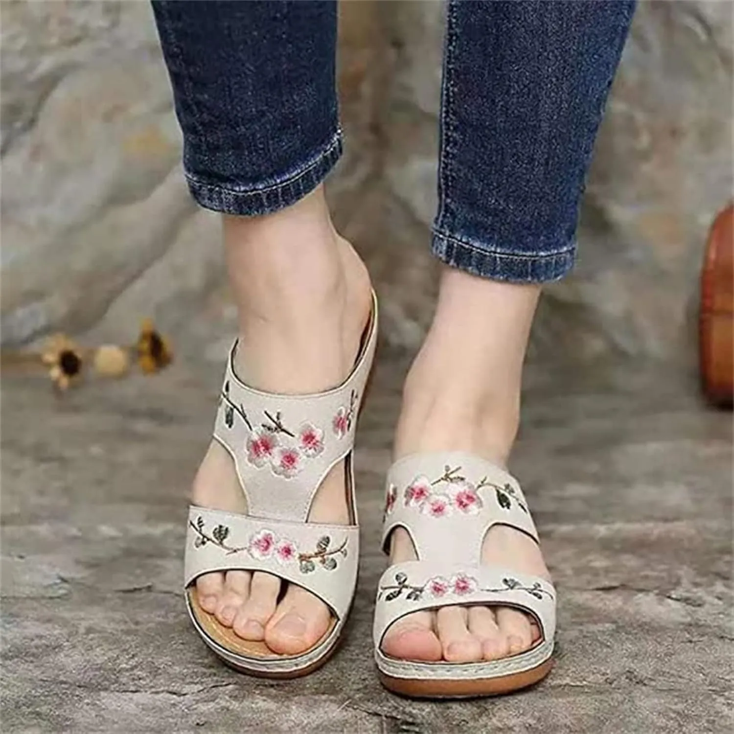 Lausiuoe Orthopedic Sandals For Women Plantar Fasciitis Arch Heel Support Orthotic Flips Flops Comfortable Walking Slides