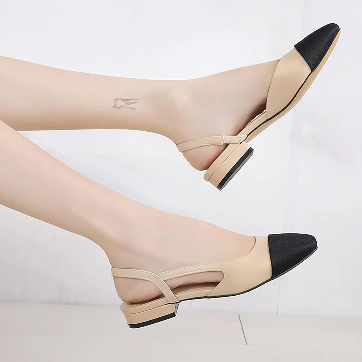 Low Heels Sandals for Women Fashion Summer Casual Dress Shoes Comfortable Round Head Slip On Slides Sandals