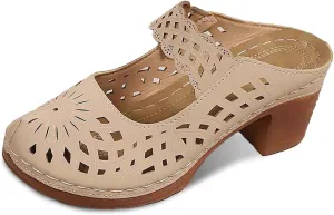 Orthopedic Sandals for Women Chunky Heel Soft Sole Breathable Casual Walking Hollow Out Closed Toe Comfort Sandals