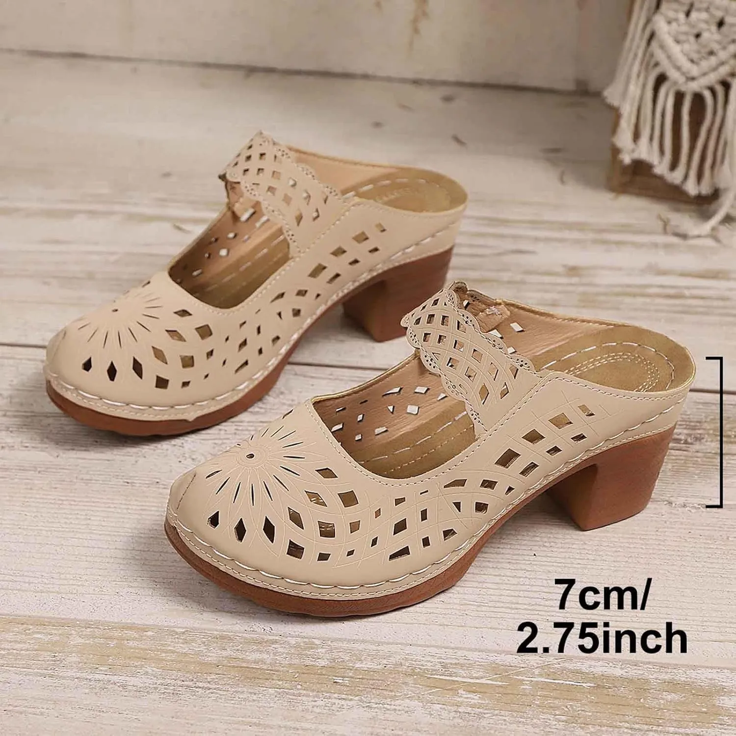 Orthopedic Sandals for Women Chunky Heel Soft Sole Breathable Casual Walking Hollow Out Closed Toe Comfort Sandals