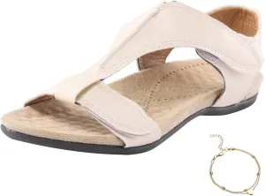 Orthowalkway Womens Comfy Orthotic Sandals Arch Support T-Strap Orthopedic Sandals Summer Casual Beach Flat Shoes