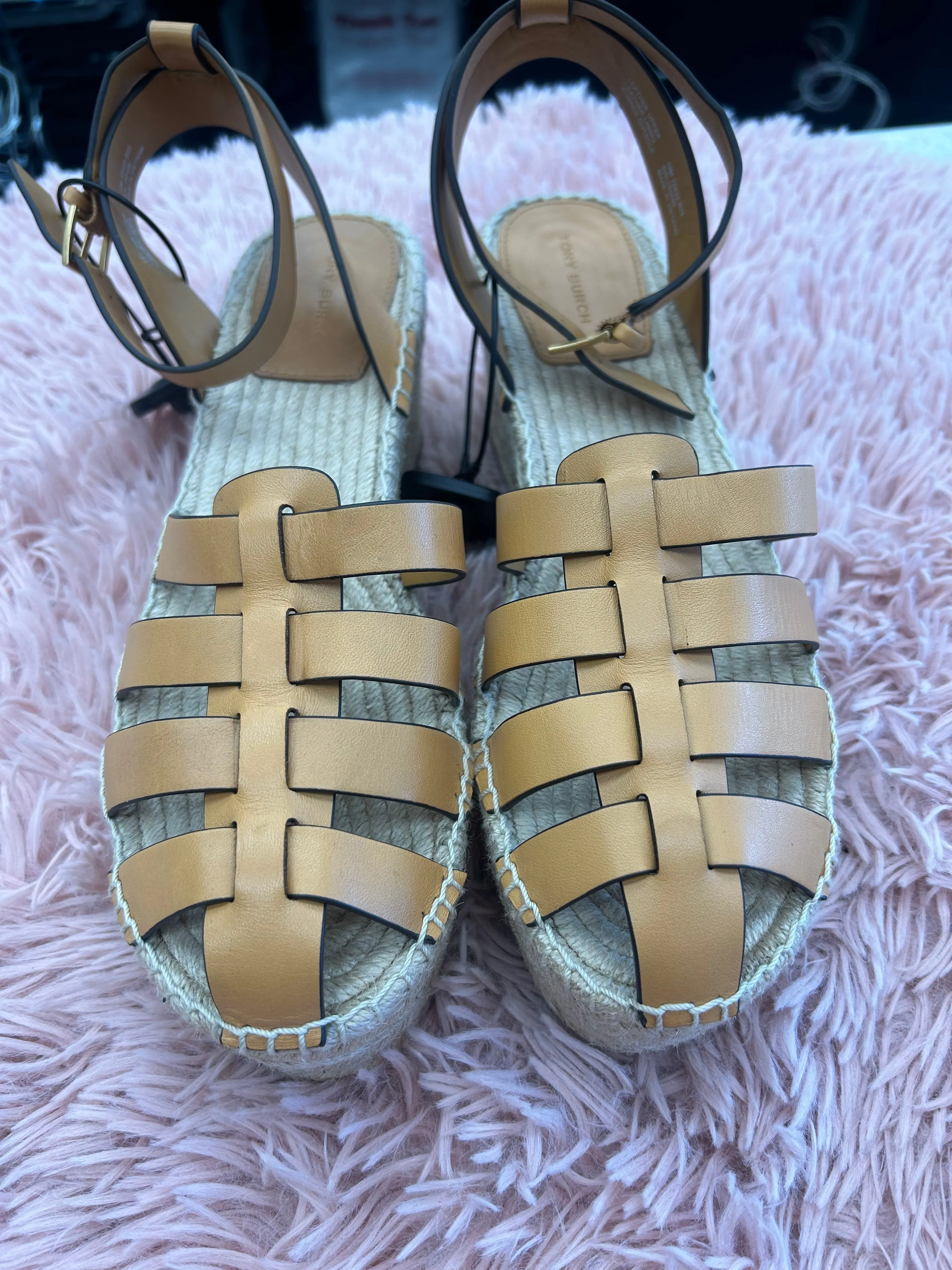Sandals Heels Wedge By Tory Burch In Tan, Size: 10