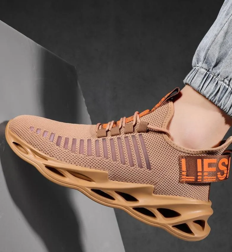 Unisex Brown Tennis Shoes/Yellow Running Sports Sneakers Mens Womens