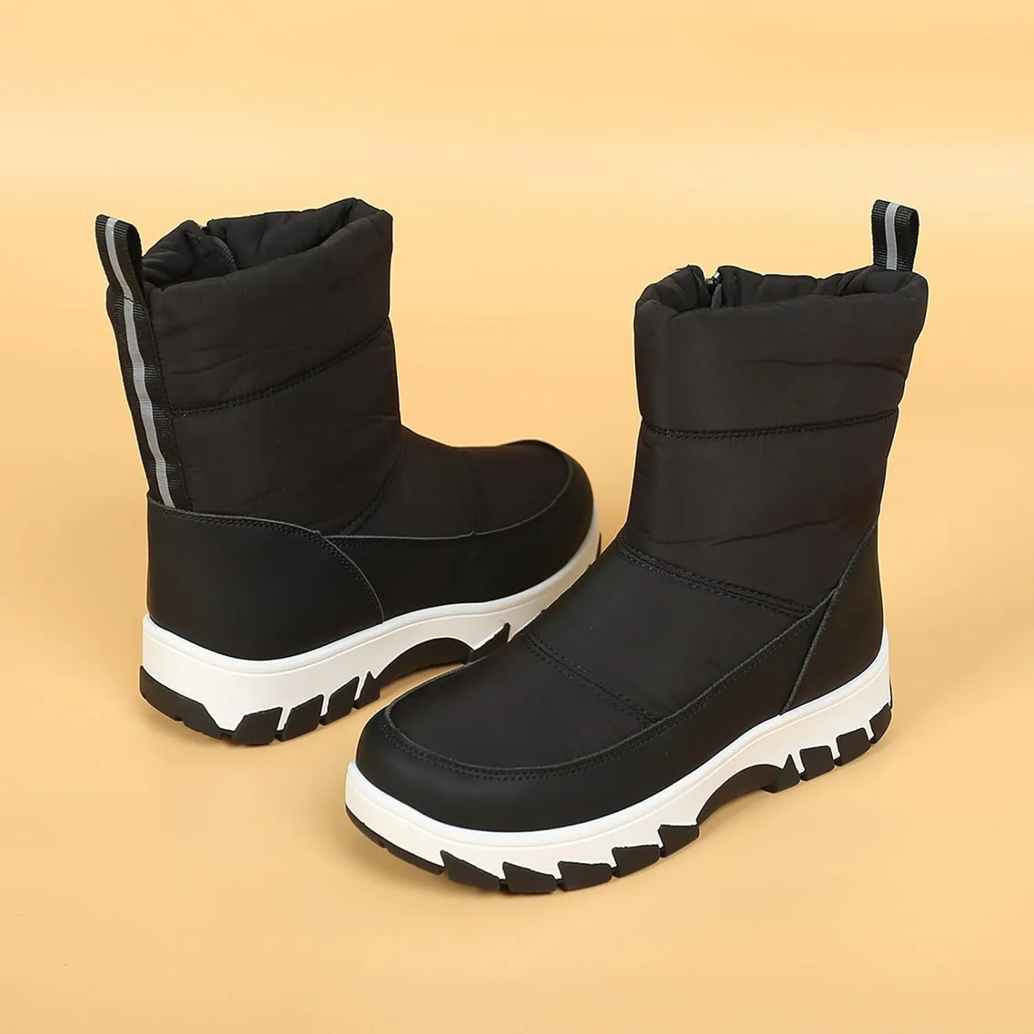 Winter Boots for Women Fur Lined Warm Winter Boots Mid Calf Waterproof Snow Boots Walking Boots