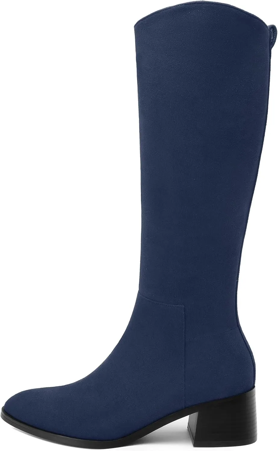 Womens Knee High Boots, Round Toe Low Block Heel Riding Boots, Cowboy Boots for Women, Chunky Heel Knee-high Tall Boots with Asymmetric Slant 2"