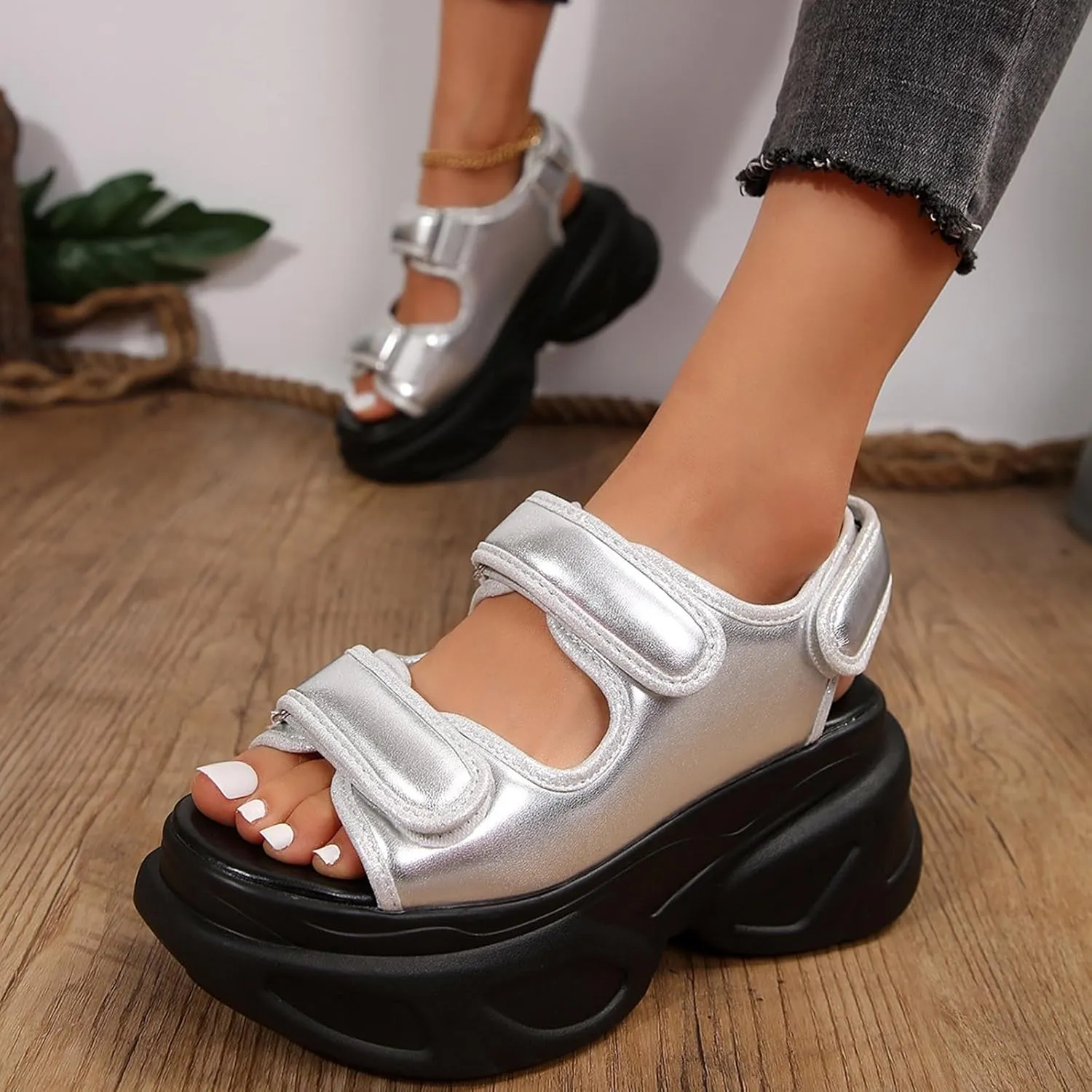 Women's Thick Bottom Sandals Outwear Open Toe Breathable Beach Thick Bottom Large Size Water Sandals for Women Size 9