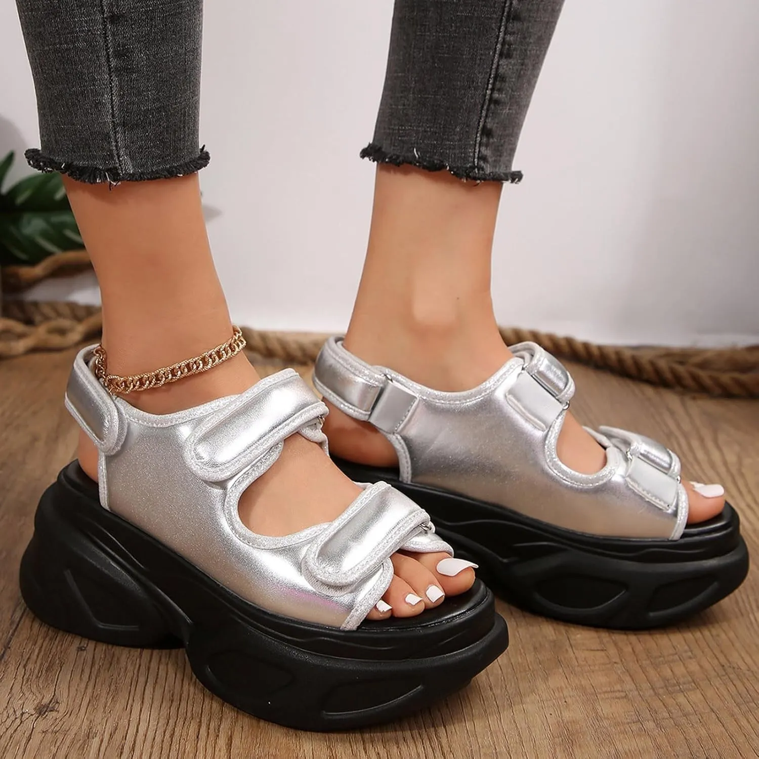 Women's Thick Bottom Sandals Outwear Open Toe Breathable Beach Thick Bottom Large Size Water Sandals for Women Size 9