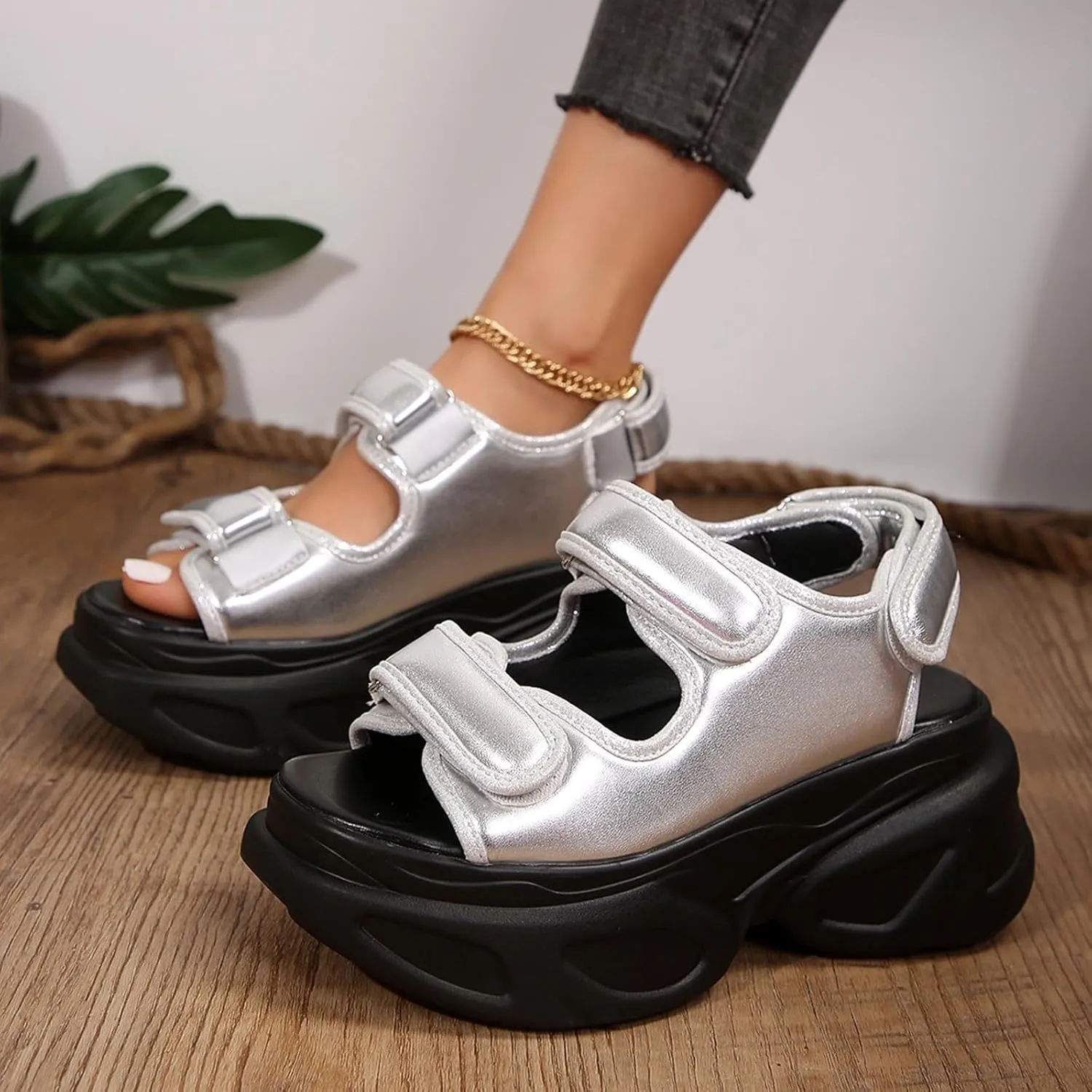 Women's Thick Bottom Sandals Outwear Open Toe Breathable Beach Thick Bottom Large Size Water Sandals for Women Size 9