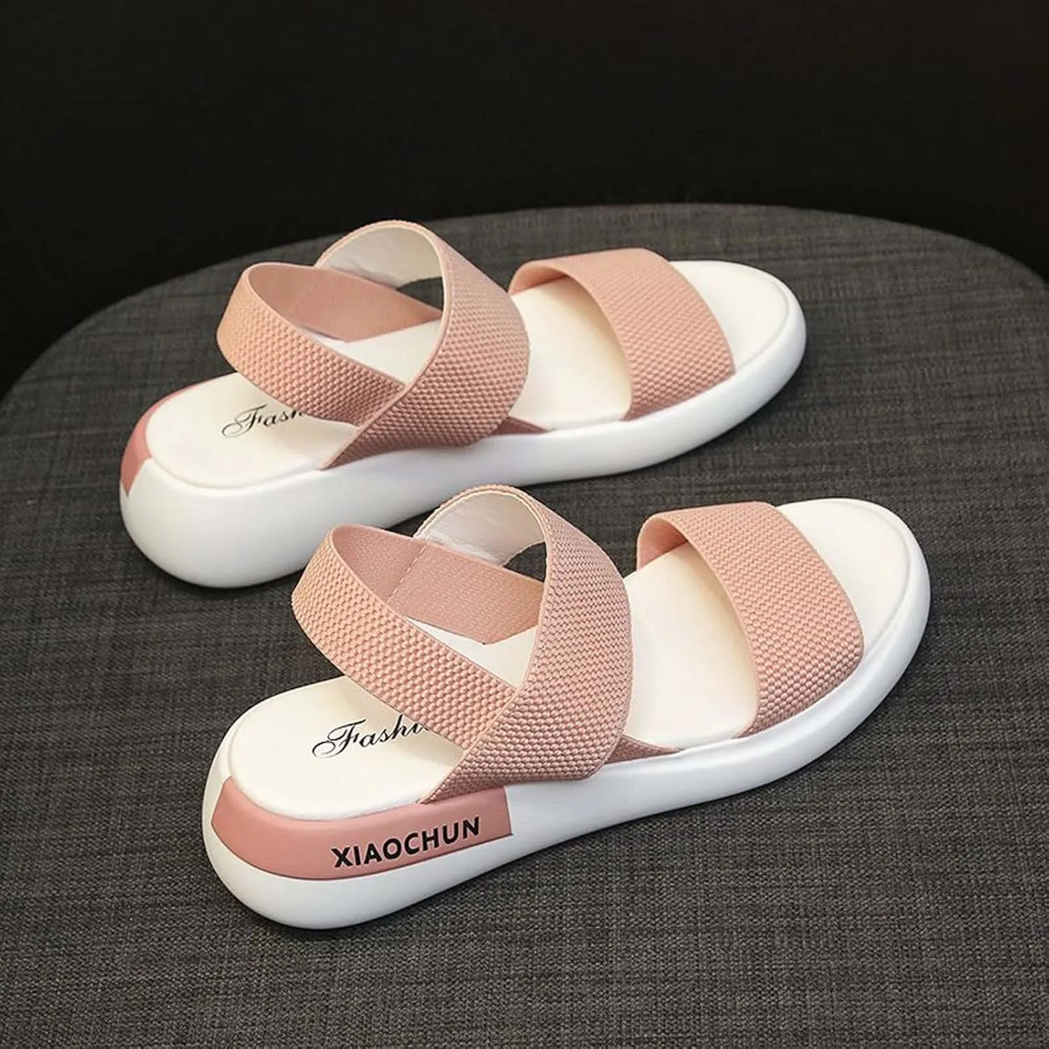 Women's Thick Strappy Sport Sandals High Elastic Ankle Strap Shoe Open Toe Platform Breathe Sandal Summer Beach Flats