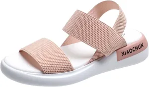 Women's Thick Strappy Sport Sandals High Elastic Ankle Strap Shoe Open Toe Platform Breathe Sandal Summer Beach Flats